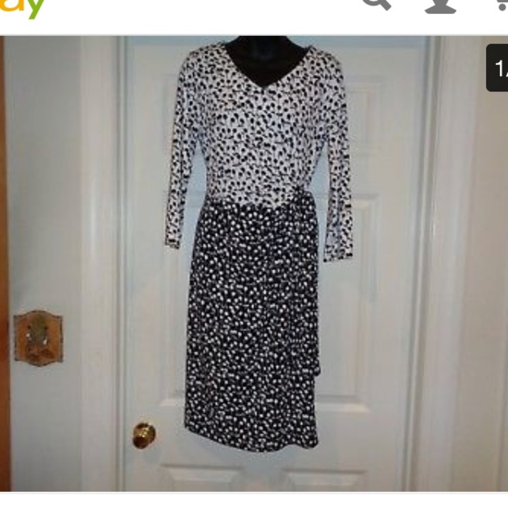 Black and white floral wrap dress